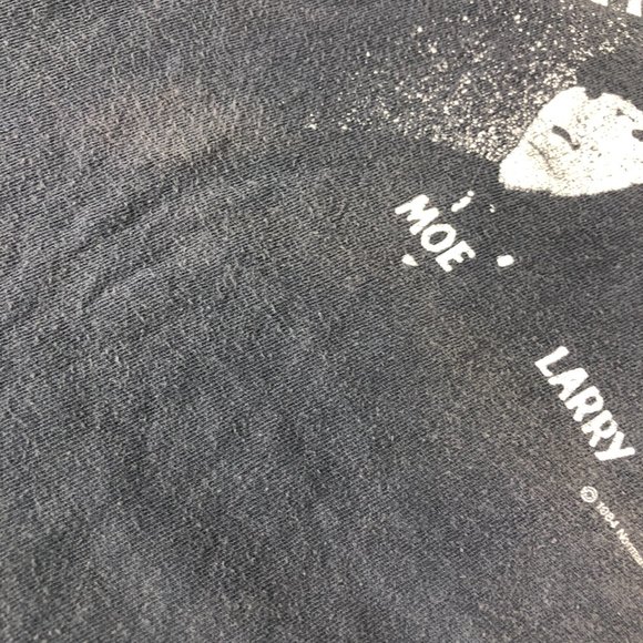 Vintage 1984 The Three Stooges Shirt Mens Medium Grey Graphic Print Short Sleeve - Picture 2 of 12